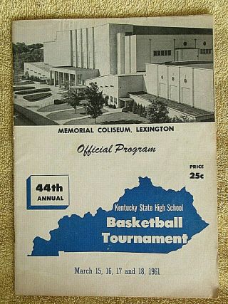 1961 Kentucky State High School Basketball Tournament Program Ashland H.  S Wins
