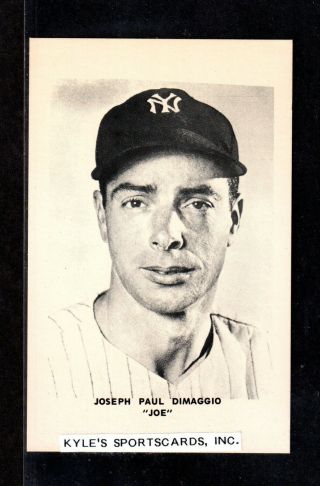 Joe Dimaggio Ny Yankees Unsigned 3 - 1/2 X 5 - 1/2 B&w Photo Postcard 16