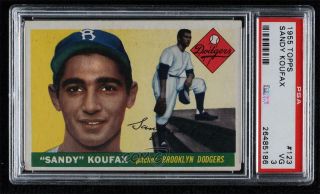 1955 Topps 123 Sandy Koufax Psa 3 Vg Brooklyn Dodgers Rc Rookie Baseball Card