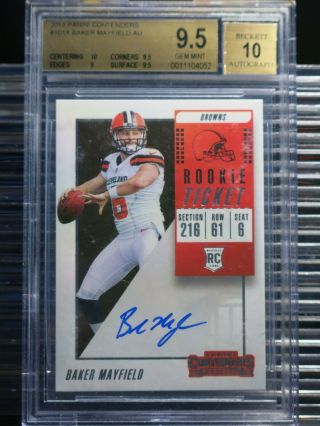 2018 Contenders Baker Mayfield Rookie Ticket Auto Autograph Bgs 9.  5/10 Browns Lc