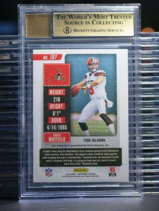 2018 Contenders Baker Mayfield Rookie Ticket Auto Autograph BGS 9.  5/10 Browns LC 2