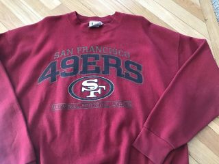 Vintage Lee Sport Sf 49ers Sweatshirt Men Xl Red Big Logo Crewneck Nfl Niners