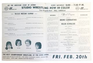 1970 Pittsburgh Civic Arena WWWF Wrestling Program Bruno Sammartino Kowalski 2