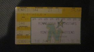 Nhl - Minnesota North Stars Vs.  Montreal Canadiens - Jan.  15,  1991 Ticket Stub@the Met