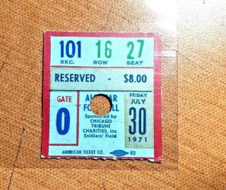 1971 Soldier Field College Football All Star Game Ticket Stub Chicago
