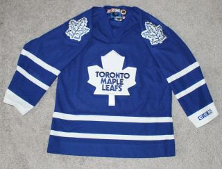 Vtg 90s Toronto Maple Leafs Hockey Jersey Ccm Youth Boys L/xl Blue White Nhl