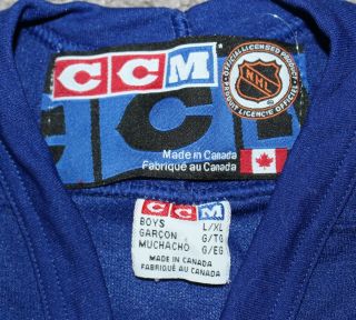 vtg 90s TORONTO MAPLE LEAFS Hockey Jersey CCM Youth Boys L/XL Blue White NHL 2