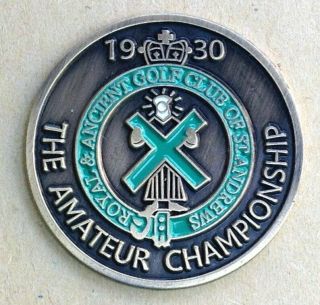 British Amateur 1930 1 " Coin Golf Ball Marker Bobby Jones St Andrews Old Course