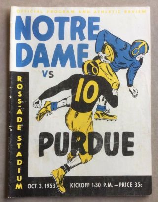 1953 Notre Dame Vs Purdue Official Football Program