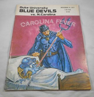 Vintage 1977 Duke Blue Devils Unc Tar Heels Football Program North Carolina
