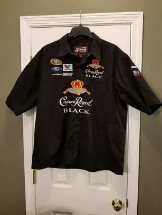 Crown Royal Black Nascar Racing Team Snap Shirt Embroidered Roush Racing 2xl