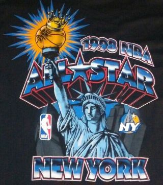 1998 Mitchell & Ness Nba All Star Game T - Shirt Large York Statue Of Liberty