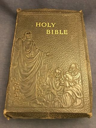 1941 The Illuminated Bible Kjv King James Indexed Color Illustration Tab Vintage