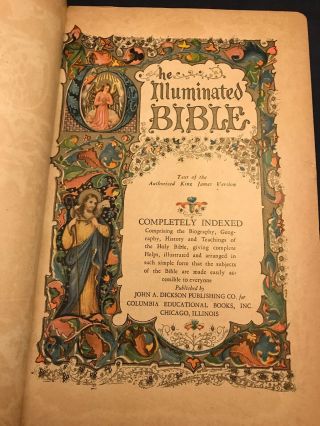 1941 THE ILLUMINATED BIBLE KJV King James Indexed Color Illustration Tab Vintage 3