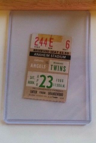1966 Apr 23 Calif Angles Vs Twins Ticket Stub,  5th Game Ever Anaheim