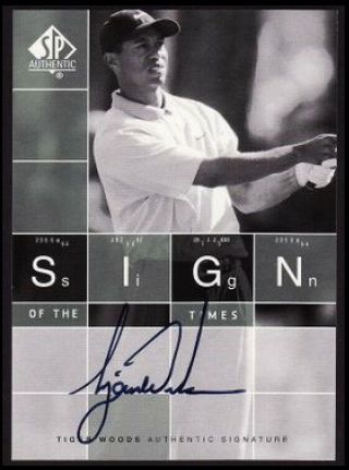 Tiger Woods 2002 Sp Authentic Golf Sign Of The Times Autograph
