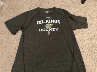 Pro Stock Edmonton Oil Kings Reebok Athletic Shirt Gray Large L Team Issued Whl