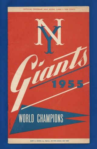 1955 York Giants Vs Chicago Cubs Baseball Program Willie Mays Ernie Banks