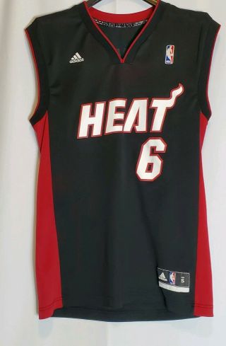 Mens Adidas Nba Miami Heat Lebron James 6 Black Red Basketball Jersey - Sz S
