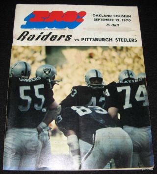 Oakland Raiders Vs Pittsburgh Steelers 1970 Football Program Coliseum