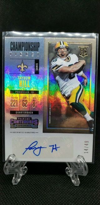 2017 Taysom Hill Rookie Rc Auto Contenders Championship Ticket /49 Saints Rare