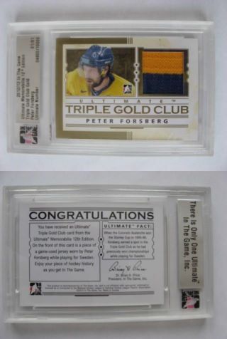 2012 - 13 Itg Ultimate Pf Peter Forsberg 1/1 Triple Gold Club Gold Sweden 1 Of 1