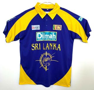 Sri Lanka Cricket Mens Short Sleeve Polo Shirt Jersey Mas Purple Yellow Medium