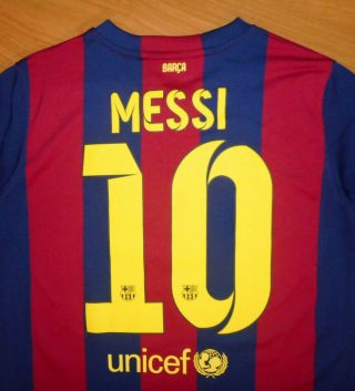Nike Dri - Fit 2014 Fc Barcelona Messi Youth Kids Home Soccer Jersey Size Xl