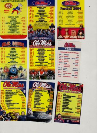 23 University Of Mississippi " Ole Miss " Rebel Football Schedules 1983 - 2019 Oher