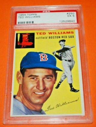 1954 Topps Ted Williams 250 Psa 5 Graded Ex Red Sox Hof Vintage Baseball Card
