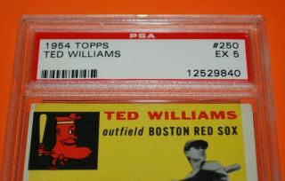 1954 Topps TED WILLIAMS 250 PSA 5 Graded EX Red Sox HOF Vintage Baseball Card 2