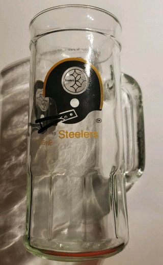 Vintage Pittsburgh Steelers Fisher Peanuts Glass Beer Mug Helmet Logo Football