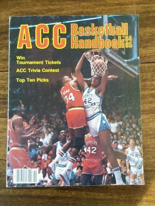 Vintage Acc Basketball Handbook 1984 - 85 Len Bias Kenny Smith Johnny Dawkins