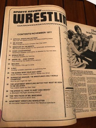 1977 Sports Review Wrestling November ANDRE THE GIANT DUSTY RHODES SHIEK AWA NWA 2