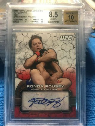 2013 Topps Ufc Bloodlines Autographs Red Ronda Rousey 8/8 Bgs 8.  5 10
