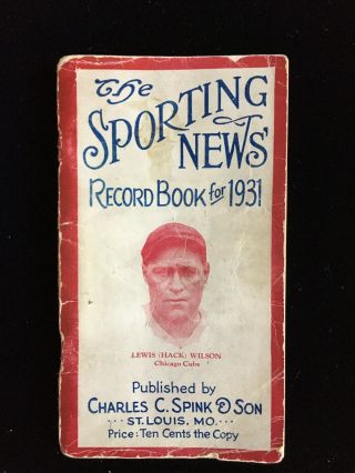 The Sporting News Record Book For 1931 Hack Wilson Chicago Cubs