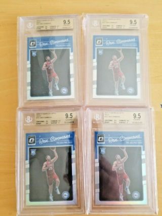 (4) Ben Simmons Bgs 9.  5 Gem Panini Optic Holo Silver Rc Rookie Non - Auto