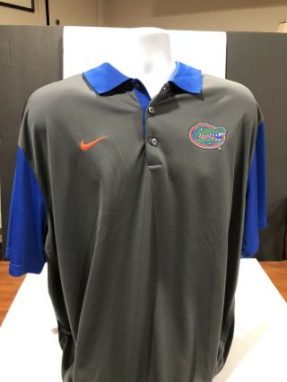 Nike Florida Gators Polo Shirt Adult Large Blue Grey Uf Football Drifit
