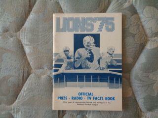 1975 Detroit Lions Media Guide Yearbook Press Book Program Nfl Football Ad