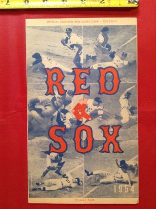 1954 Boston Red Sox V Chicago White Sox Scorecard Program Fenway Park