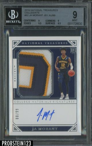 2019 - 20 National Treasures Ja Morant Rpa Rc 3 - Color Patch Auto /99 Bgs 9