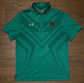 Under Armour Heat Gear Loose Notre Dame Fighting Irish Golf Polo Large L Green