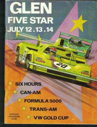 Watkins Glen Ny Five Star Program 1974 Can - Am Six Hours Formula 5000 Trans - Am