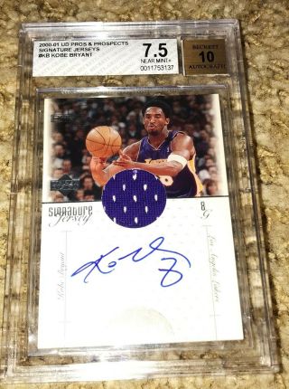 2000/01 Ud Pros & Prospects Kobe Bryant Auto Jersey Bgs Graded 7.  5/10 - Lakers