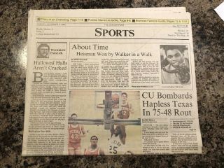 1982 Herschel Walker Heisman Trophy Football Newspaper.