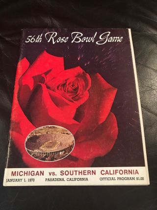 1970 Rose Bowl Program U Of M Vs Usc,  Bo’s 1st Year.