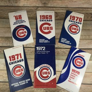 6 Chicago Cubs Official Roster Book Press Radio Tv Vintage Baseball Memorabilia