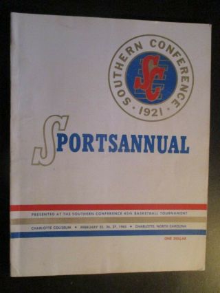 1965 Sc Southern Conference Basketball Tournament Program Pat Conroy Citadel