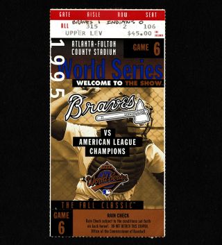 Opc 1995 World Series Ticket Stub Game 6 Atlanta Vs Cleveland