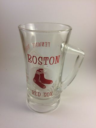 Vintage Retro Boston Red Sox - Fenway Park Beer Mug Painted On Clear Glass